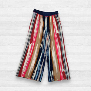 Skies are Blue Striped High Rise‎ Pleated Wide Leg Flowy Pants Size Medium